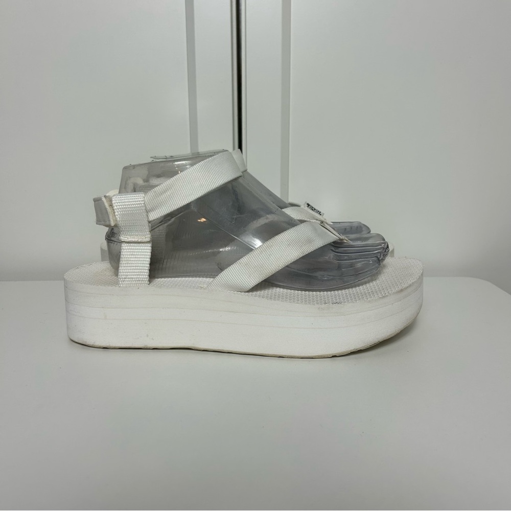 Teva Flatform Universal Platform White Sandals Sl… - image 1